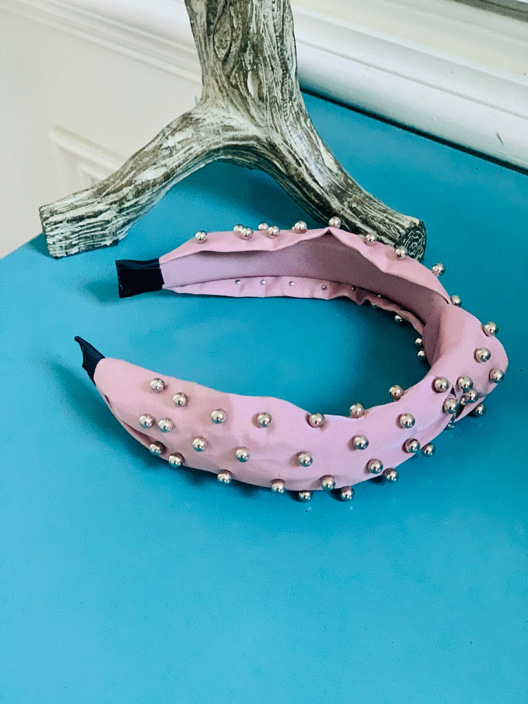 Dusty Pink Headband with Round Studs