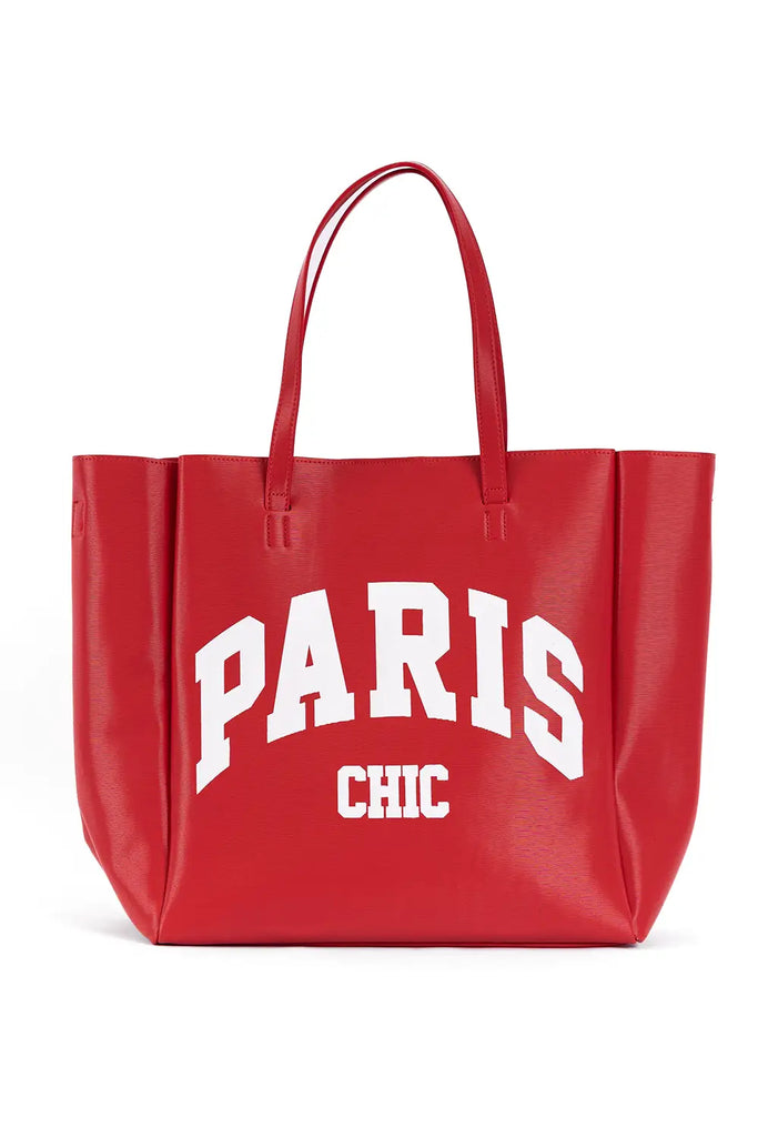 “Paris Chic” | Textured Vegan Leather Tote | Red