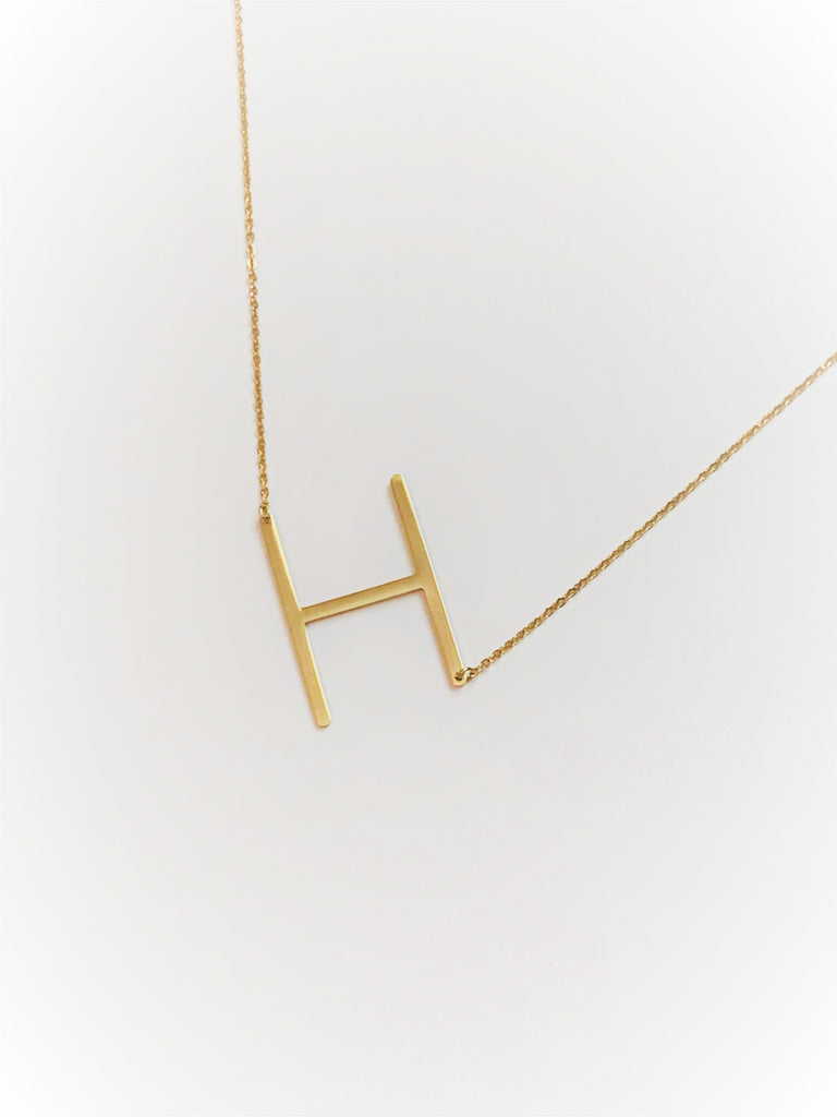 Large Sideways Monogram Pendant Necklace