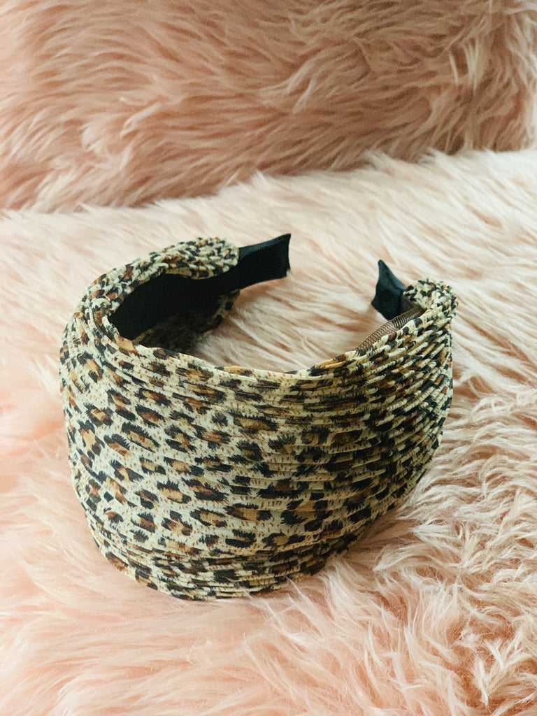 Wide Leopard Print Headband