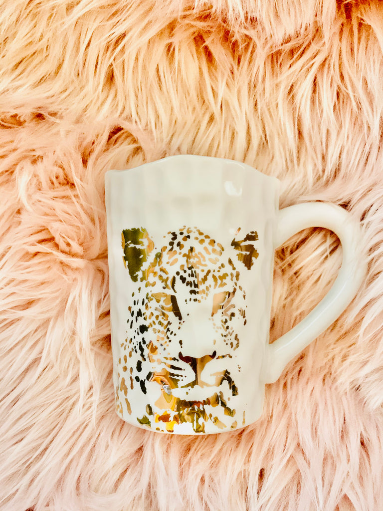 "Fearless Tiger" Gold Accent Ceramic Mug