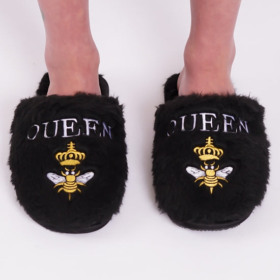 "Queen Bee" Indoor/Outdoor Furry Slippers