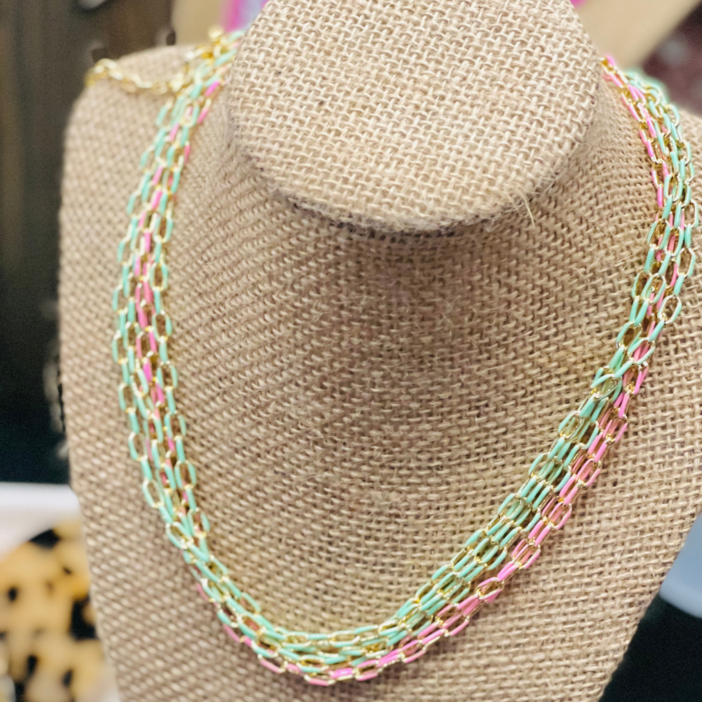 Enamel Paperclip Chain Necklace