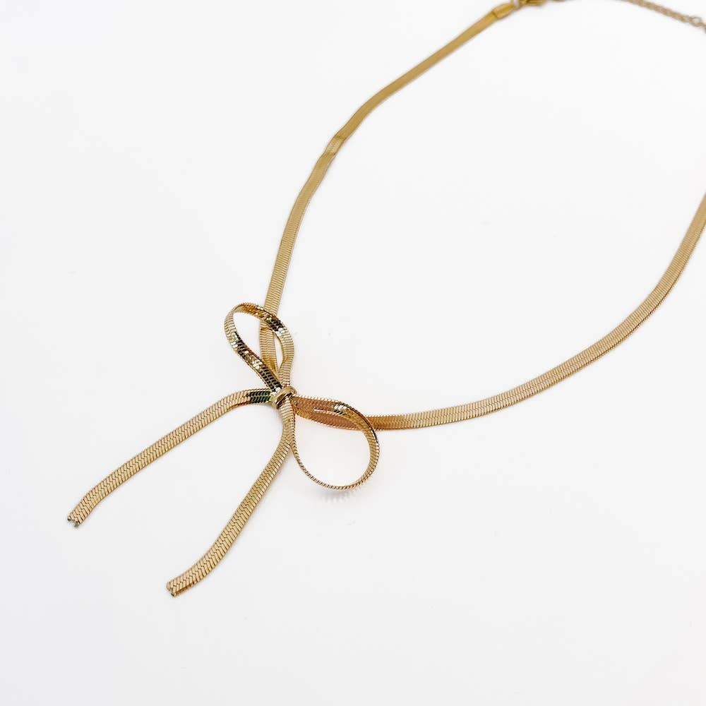 "Blair" Bow Necklace | Gold