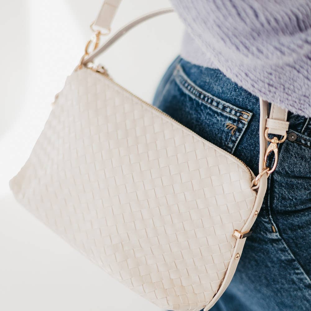 White woven shoulder bag