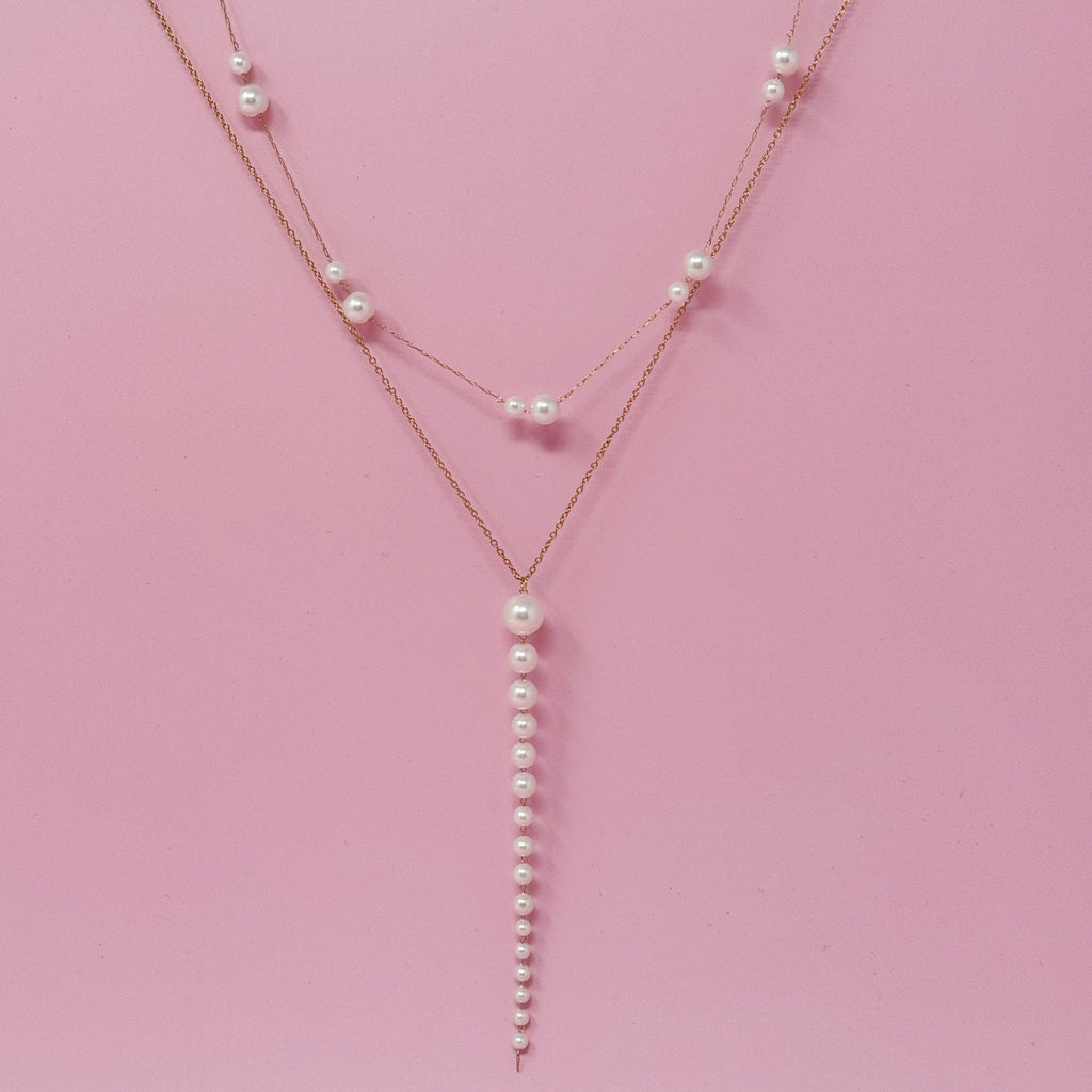 2 layered pearl necklaces