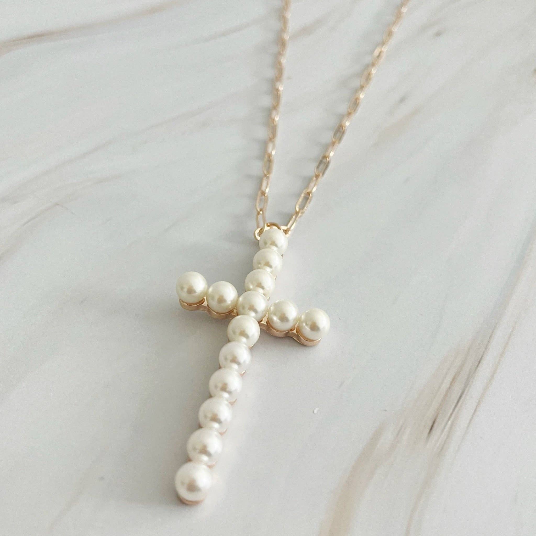Pearl Cross Pendant Necklace | Chickwares