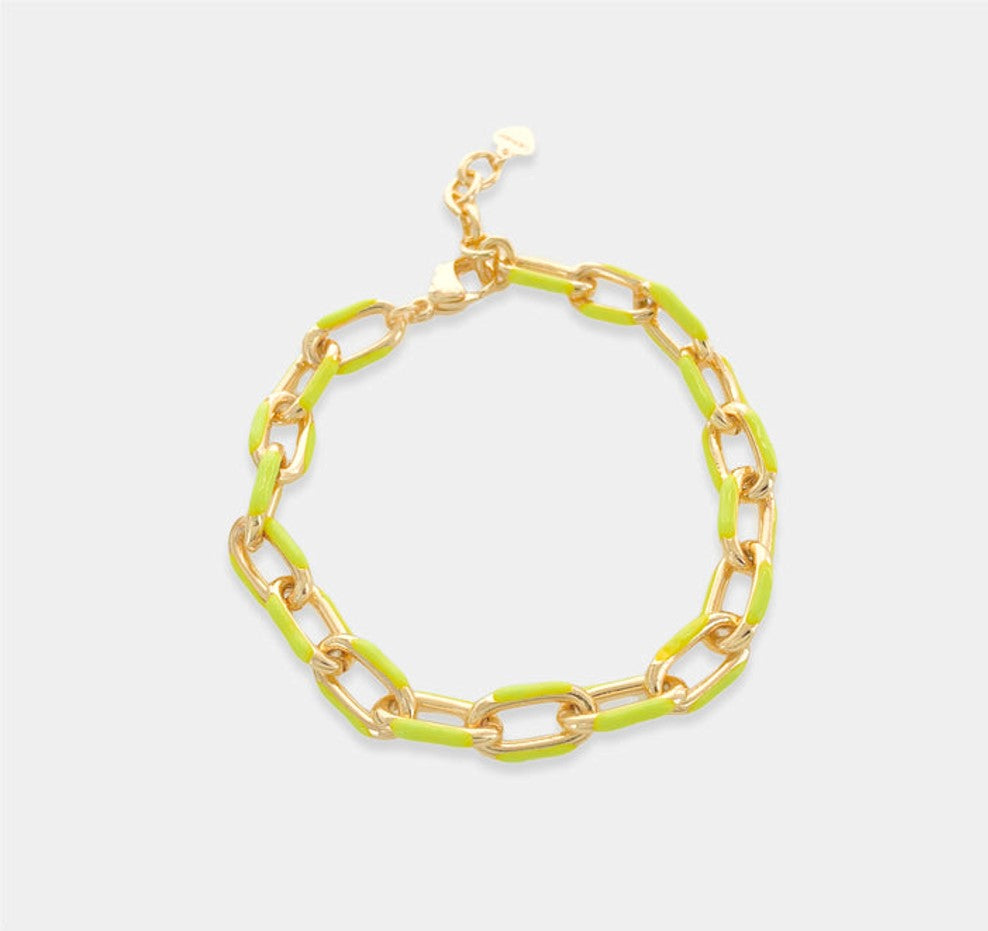Enamel Paperclip Chain Bracelet