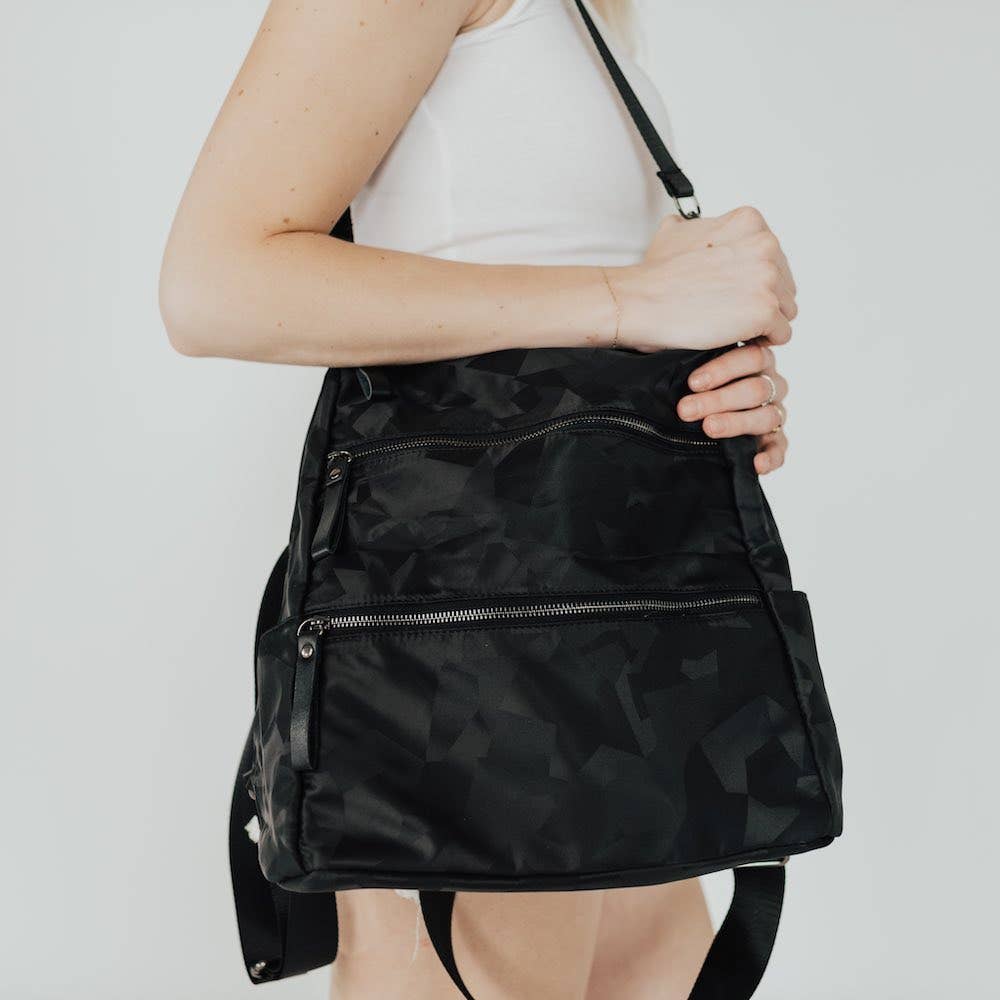 Nori Nylon Backpack: Black Geometric