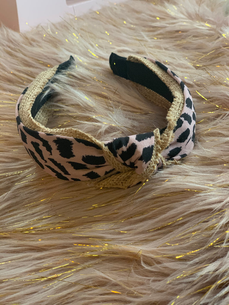 Leopard & Burlap Knotted Headband