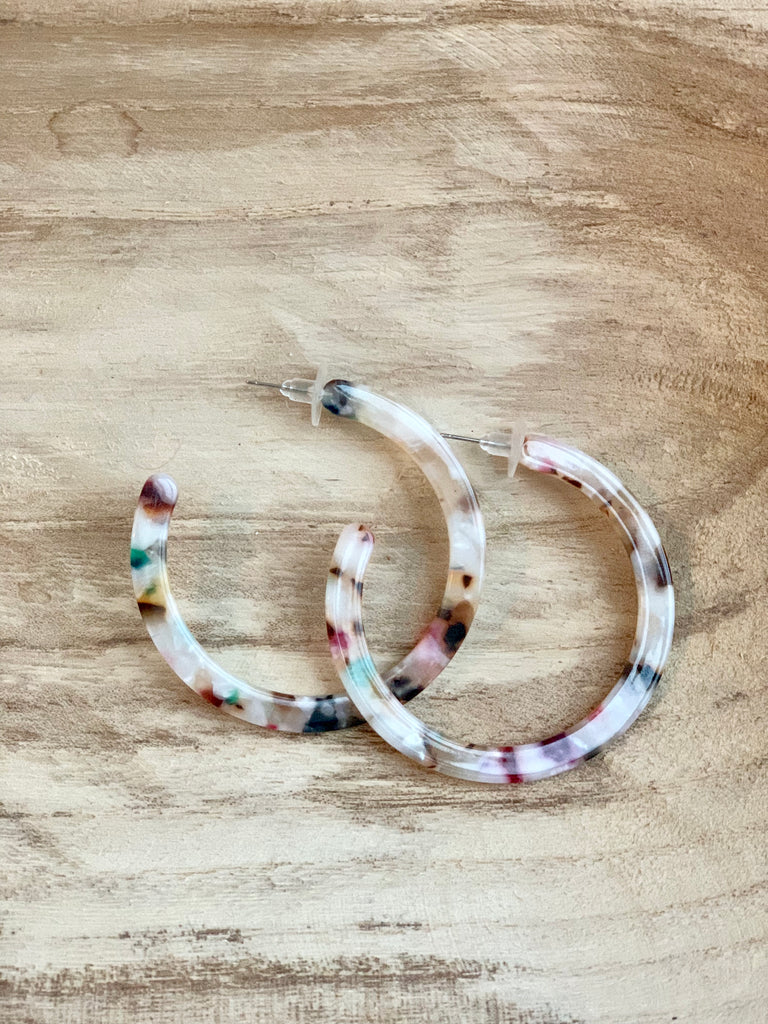 Image of multicolored hoop earrings 