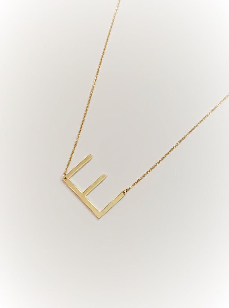 Large Sideways Monogram Pendant Necklace