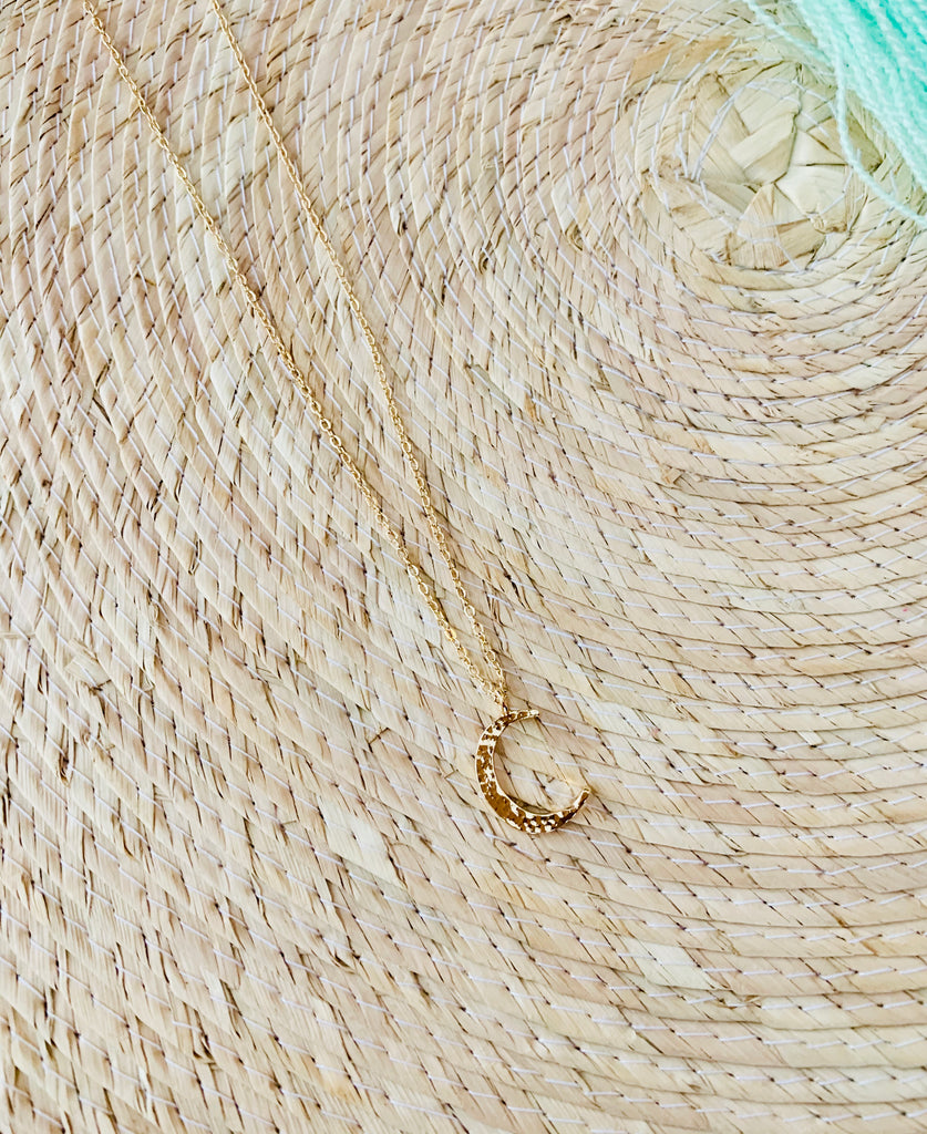 "Tory" Gold Crescent Shaped Pendant Necklace