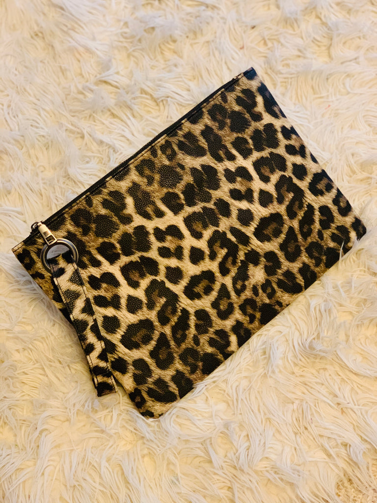 image of large faux leather clutch