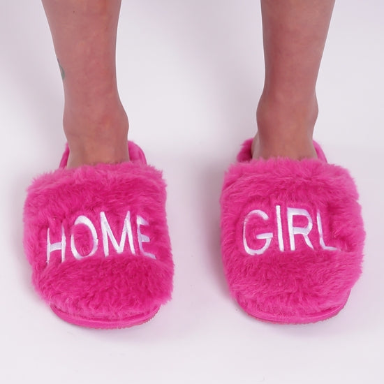 "Home Girl" Indoor/Outdoor Furry Slippers