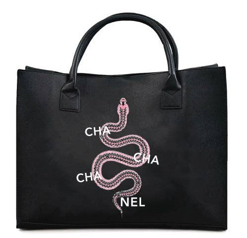 "Cha Cha Cha  Nel " Vegan Leather Tote | Black