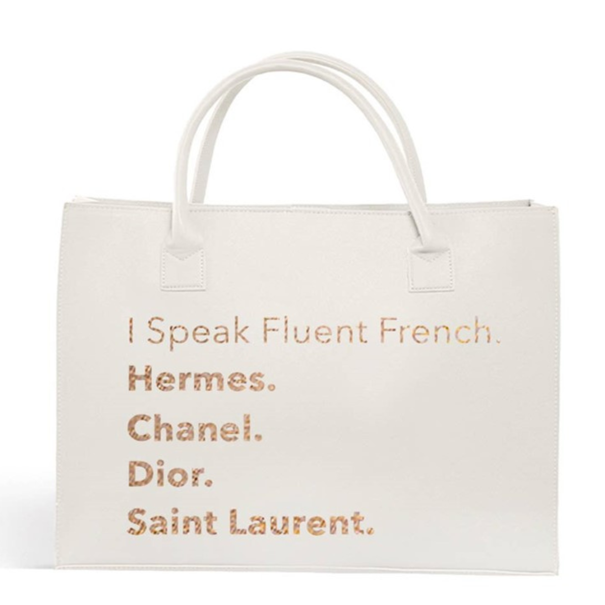 “I Speak Fluent French Vegan Leather Tote | Ivory