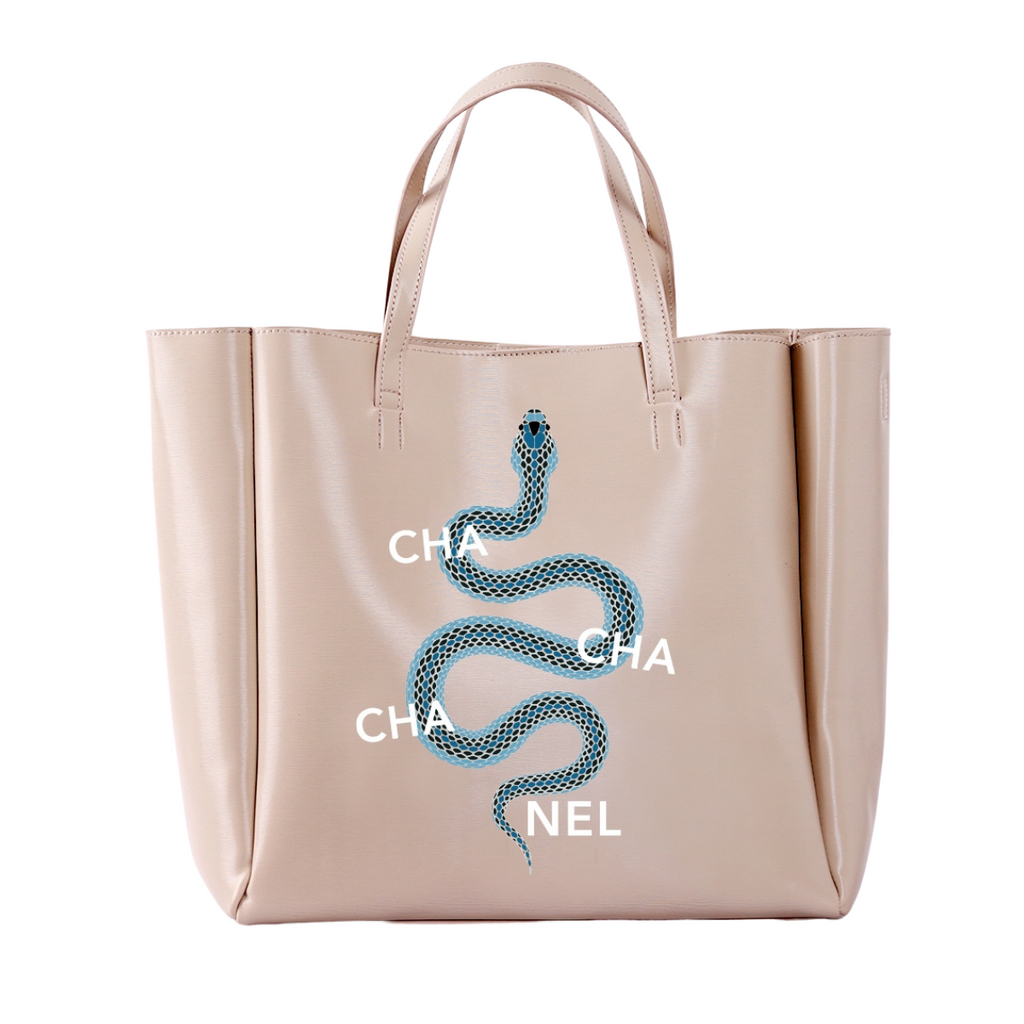 "Cha Cha Cha  Nel " Textured Vegan Leather Tote | Cream