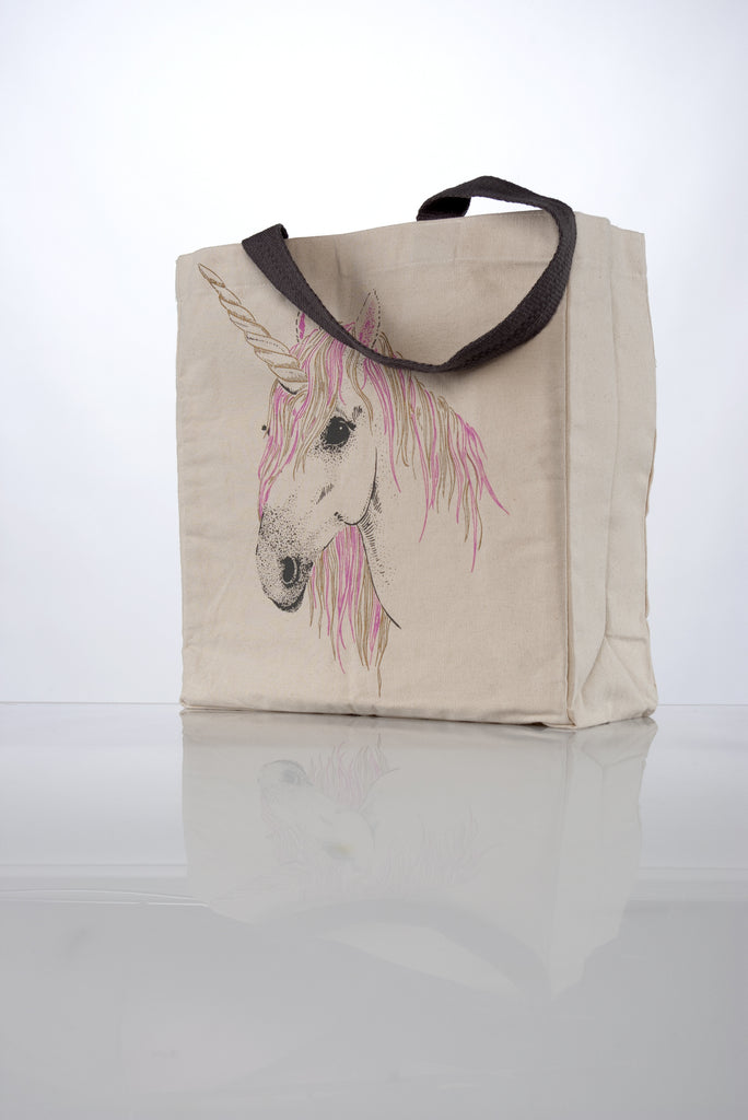 image of all unicorn large canvas tote