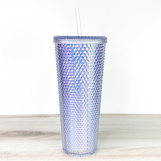 Round Tall Glass Tumbler With Vertical Stripe Design, Thick Cold